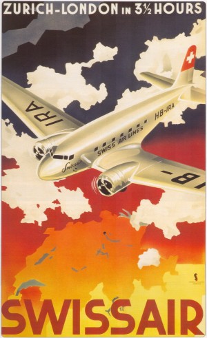 Zurich - London travel poster for Swissair